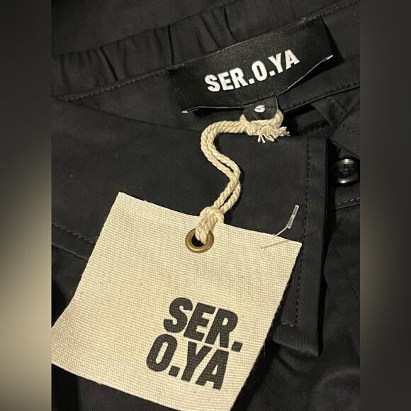 Ser.O.Ya Lydia Button up Cotton Halter Open Back Shirt Black Size Small NEW - Picture 9 of 11